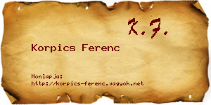 Korpics Ferenc névjegykártya