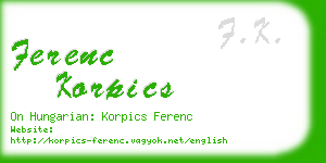 ferenc korpics business card